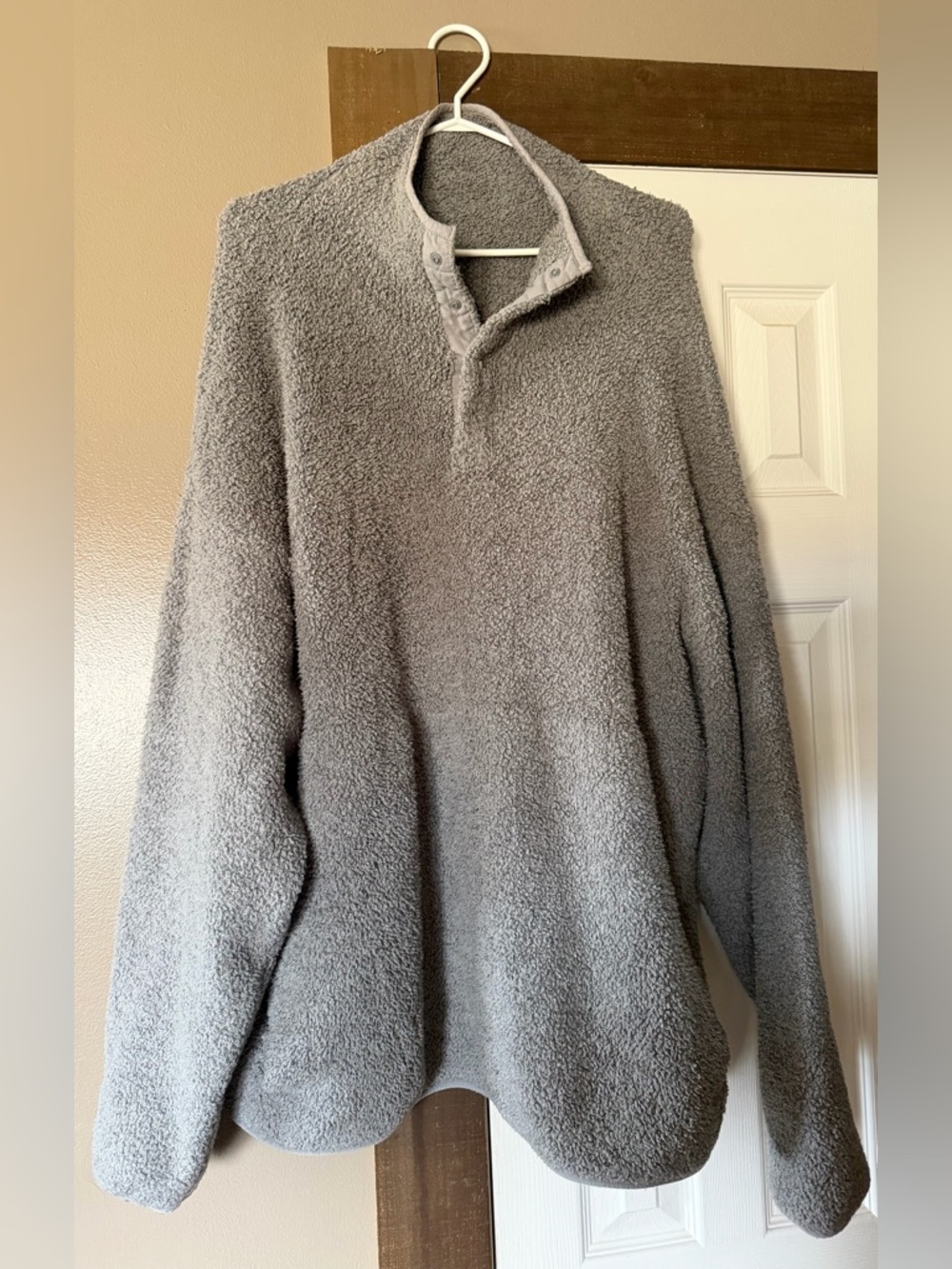 SKIMS Women’s Snap Fleecy Pullover - Medium Gray Collor